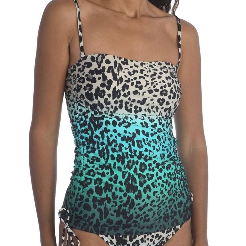 SOLD 💕La Blanca Blue Dip Into The Wild Bandeau Tankini Top - Picture 1 of 12